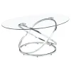CoasterEssence 722373 Warren - 3 Piece Oval Glass Top Coffee Table Set - Chrome