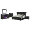 Coaster Fine Furniture 223161KE-S5B Lorient - 5-Piece Eastern King Bedroom Set With LED Flame Box Dresser - Black