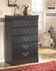 Ashley Furniture B128/31/36/46/63/62/82 Huey Vineyard - 6 Pc. - Dresser, Mirror, Chest, Twin Sleigh Bed - Black