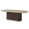 ACME DN07000 ACME DN07000 Clayten - Dining Table With Natural Marble Top - Natural Top & Brown Oak