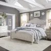 Liberty Furniture 652-BR-KPSDMN Liberty Furniture 652-BR-KPSDMN Farmhouse Reimagined - 4 Piece Bedroom Set (King Poster Bed, Dresser & Mirror, Nightstand) - Antique White / Chestnut Tops