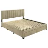 Coaster Fine Furniture 316010KE Wheatland - 4-Drawer Upholstered Eastern King Storage Bed - Light Brown