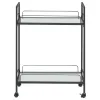 CoasterEssence 181065 Curltis - 2-Tier Rectangular Glass Shelf Metal Bar Cart - Black