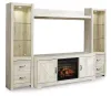 Ashley Furniture W331W8 Bellaby - Entertainment Center - TV Stand With Faux Firebrick Fireplace Insert - Whitewash