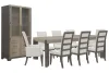 Pulaski Furniture P402240-KIT103 Pulaski Furniture P402240-KIT103 Anderson Park - Leg Dining Table With 6 Upholstered Side Chairs, 2 Upholstered Arm Chairs And China Cabinet - Moose Trail / Frontier Brown