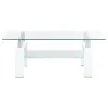 Coaster Fine Furniture 703438 Dyer - 1-Shelf Rectangular Glass Top Coffee Table - White