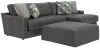Jackson Furniture Industries 5045/63/76/28-28 Jackson Furniture Industries 5045/63/76/28-28 Minori - Italian Leather 2 Piece Sofa / Chaise With RSF Chaise And Cocktail Ottoman - Steel