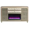 Coaster Fine Furniture 222663FB Lorient - 8-Drawer LED Bedroom Flame Box Dresser - Ivory Camel