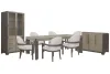 Pulaski Furniture P402240-KIT32 Pulaski Furniture P402240-KIT32 Anderson Park - Leg Dining Table With 6 Upholstered Host Chairs, Sideboard And China Cabinet - Moose Trail / Frontier Brown