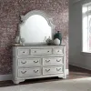 Liberty Furniture 244-BR-QUSLDMN Liberty Furniture 244-BR-QUSLDMN Magnolia Manor - 4 Piece Bedroom Set (Queen Upholstered Sleigh Bed, Dresser & Mirror, Nightstand) - Antique White