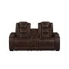 New Classic U5483-25P2-BRN Chester - Reclining Console Loveseat With Power Headrest & Footrest - Brown