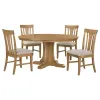 Coaster Fine Furniture 109460-S5 Hartville - 5 Piece Round Dining Table Set - Natural Light Brown