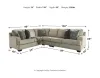 Ashley Furniture 56103/48/46/56/11 Bovarian - 4 Pc. - Right Arm Facing Loveseat 3 Pc Sectional, Ottoman - Stone