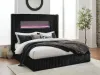 Ashley Furniture PCB620B1 Tayleena - Queen Upholstered Bed With Fireplace And Wireless Audio - Black
