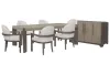 Pulaski Furniture P402240-KIT30 Pulaski Furniture P402240-KIT30 Anderson Park - Leg Dining Table With 6 Upholstered Host Chairs And Sideboard - Moose Trail / Frontier Brown