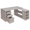 CoasterEveryday 801516 Yvette - 3-Drawer L-Shape Computer Desk - Gray Driftwood