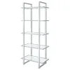 CoasterEssence 805538 Hartford - 5-Shelf Glass Bookshelf - Chrome