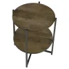 CoasterEssence 935993 Axel - Round Accent Table With Open Shelf - Natural And Gunmetal