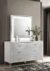 Coaster Fine Furniture 215793M Cassia - 6-Drawer Dresser Cabinet With Mirror - White High Gloss