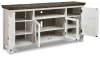 Ashley Furniture W814-68 Havalance - Extra Large TV Stand - 4 Doors - Brown / Beige