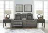 Ashley Furniture 2200418 Next-Gen Durapella - Power Reclining Loveseat with Console/Adj Headrest - Slate