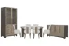 Pulaski Furniture P402230-KIT44 Pulaski Furniture P402230-KIT44 Anderson Park - Round Dining Table With 4 Klismos Dining Chairs, 2 Upholstered Arm Chairs, Sideboard And China Cabinet - Moose Trail / Frontier Brown