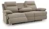 Ashley Furniture PC9140589 Side-Swipe - Reclining Sofa With Drop Down Table - Mocha