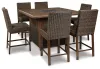 Ashley Furniture P750-665 Paradise Trail - Square Bar Table w/Fire Pit - Medium Brown