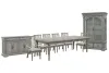 Pulaski Furniture P091240-KIT19 Pulaski Furniture P091240-KIT19 Madison Ridge - Extendable Leg Dining Table With 6 Arm Chairs, Server And China - Bluff Gray