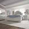 Liberty Furniture 244-BR-KUBDMN Liberty Furniture 244-BR-KUBDMN Magnolia Manor - 4 Piece Bedroom Set (King Upholstered Bed, Dresser & Mirror, Nightstand) - Antique White