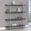 CoasterEssence 802613 Grimma - 4-Shelf Bookshelf - Rustic Gray And Chrome