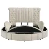 Coaster Fine Furniture 360111Q Sonya - Upholstered Queen Round Storage Bed - Ivory