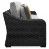 Ashley Furniture P792-854 Beachcroft - 2-Piece Outdoor Loveseat with Cushion - Black / Light Gray