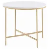 CoasterEssence 723207 Ellison - Round Marble Top Side End Table - White And Gold