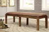 Furniture of America CM3829BN Gianna Fabric Bench - Rustic Oak / Brown