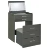 Coaster Fine Furniture 930210 Danbury - 3-Drawer Makeup Vanity & Stool Set - Gray High Gloss