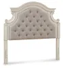 Ashley Furniture B743-87 Realyn - Full UPH Panel Headboard - Chipped White