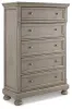 Ashley Furniture B733/31/36/46/54/77/96 Lettner - Queen Sleigh Bed - 6 Pc. - Dresser, Mirror, Chest, Queen Bed - Light Gray