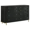 Coaster Fine Furniture 224331KECRM-S4 Arini - 4 Piece Eastern King Bedroom Set - Cream And Black