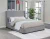 Coaster Fine Furniture 315928Q Rennes - Upholstered Queen Wingback Platform Bed - Gray