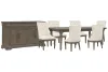 Pulaski Furniture P413240-KIT17 Pulaski Furniture P413240-KIT17 Madison Ridge - Extendable Leg Dining Table With 6 Host Chairs And Server - Natural Bark