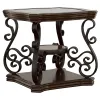 Coaster Fine Furniture 702448-S2 Laney - 2 Piece Glass Top Coffee And End Table Set - Dark Merlot