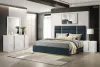 Coaster Fine Furniture 223091NVYKE-S4 Ines - 4 Piece Eastern King Bedroom Set - Navy And White High Gloss