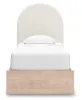 Ashley Furniture PCB1566B4 Ashley Furniture PCB1566B4 Arloster - Twin Upholstered Panel Bed With Side Storage Unit - Tan / White