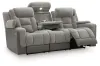 Ashley Furniture PC8350515 Mixed Motion - Power Reclining Sofa With Adjustable Headrest - Shadow