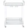 CoasterEssence 902589 Jefferson - 2-Tier Glass Shelf Acrylic Bar Cart - Chrome