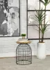 CoasterEssence 935860 Bernardo - Round Wire Frame Side Table - Natural And Gunmetal