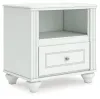 Ashley Furniture PCB1819-91 Kozlani - One Drawer Night Stand - White