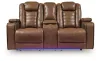 Ashley Furniture PCU1420018 Gruaro - Power Reclining Loveseat With Console / Adjustable Headrest - Amber