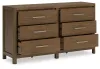 Ashley Furniture B974/31/36/46/76/78/92(2) Ashley Furniture B974/31/36/46/76/78/92(2) Cabalynn - 7 Pc. - Dresser, Mirror, Chest, King Upholstered Bed, 2 Nightstands - Light Brown
